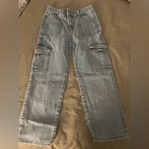 cargo jeans light wash kids size 9-10